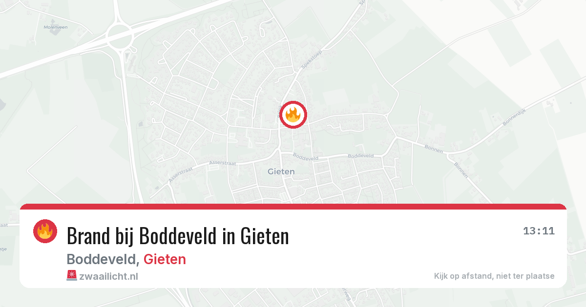 Brand bij Boddeveld in Gieten — 15 jul 2026