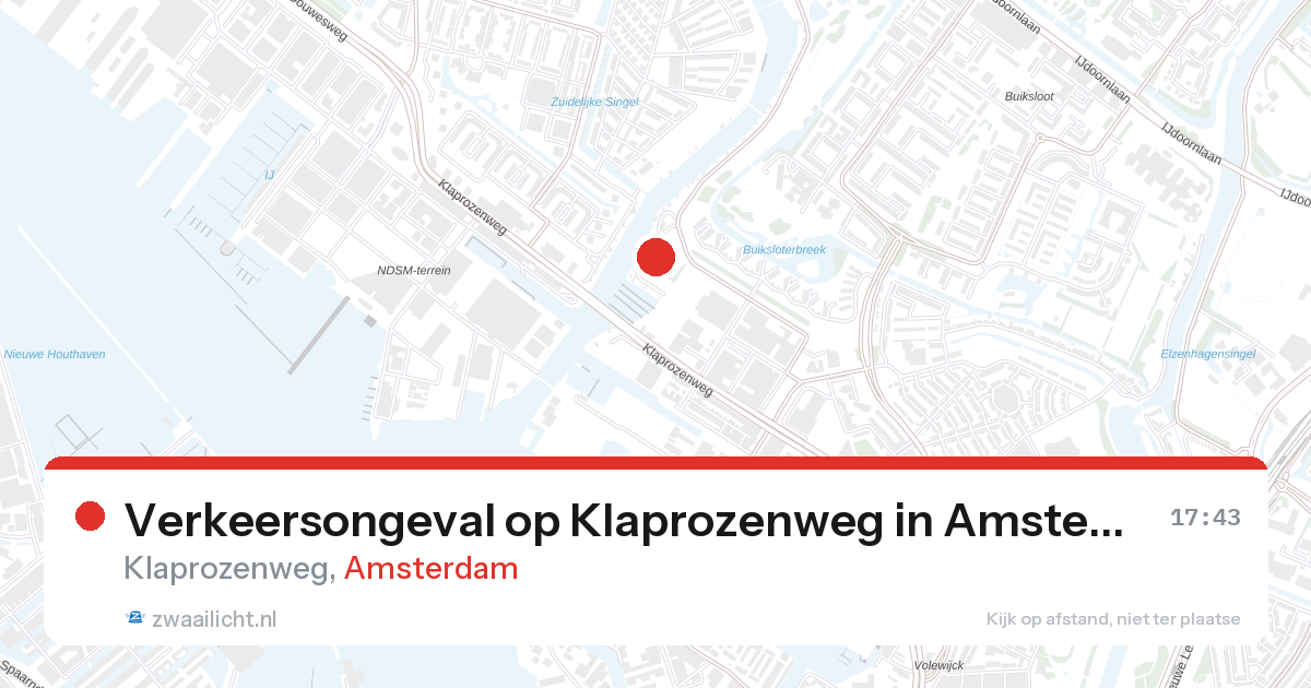 Verkeersongeval op Klaprozenweg in Amsterdam — 27 aug 2026