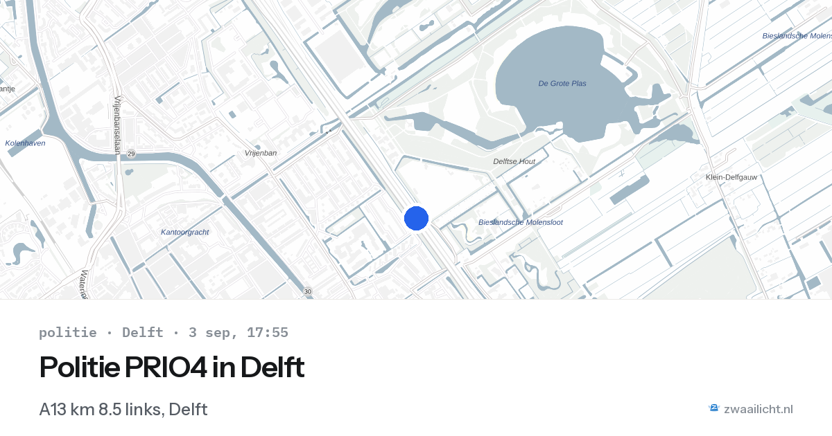 Politie PRIO4 in Delft — 3 sep 2026 | 🚨 Zwaailicht.nl