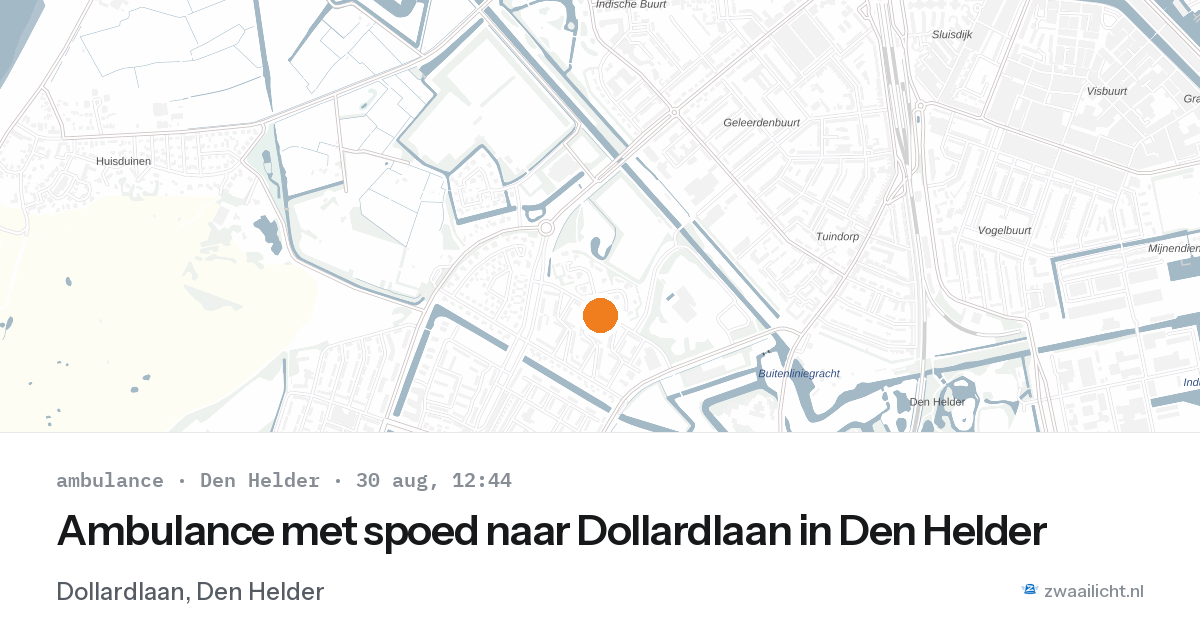 Ambulance met spoed naar Dollardlaan in Den Helder — 30 aug 2026