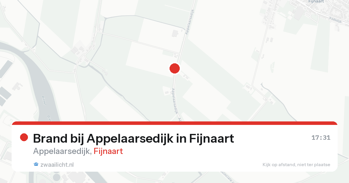 Brand bij Appelaarsedijk in Fijnaart — 16 aug 2026
