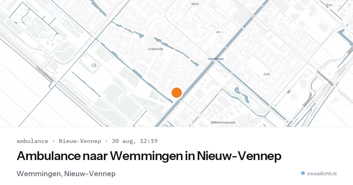 Ambulance naar Wemmingen in Nieuw-Vennep — 30 aug 2026