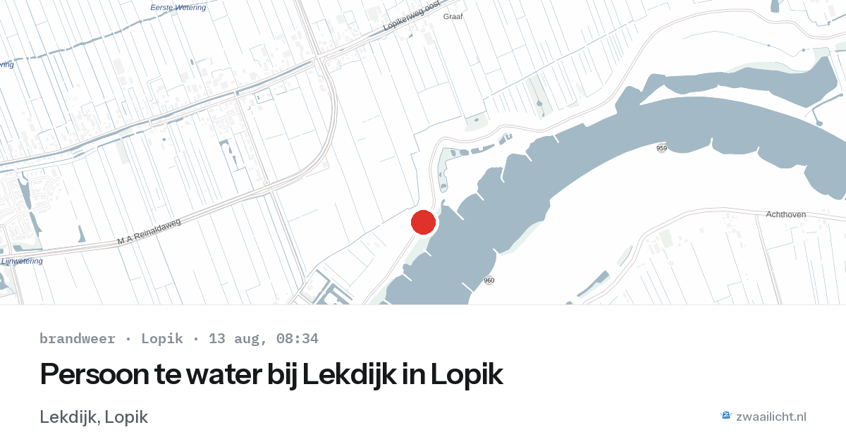 Persoon te water bij Lekdijk in Lopik — 13 aug 2026