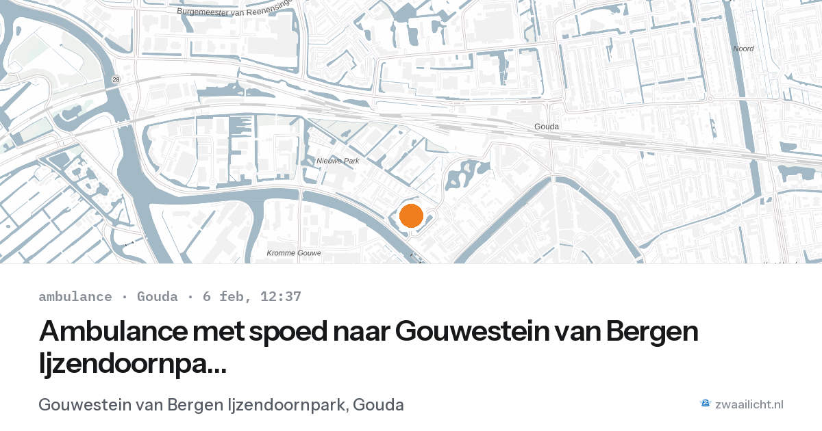 Ambulance met spoed naar Gouwestein van Bergen Ijzendoornpark in Gouda — 6 feb 2026
