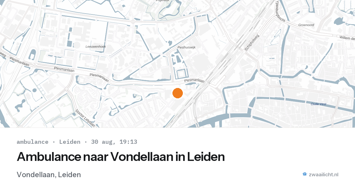 Ambulance naar Vondellaan in Leiden — 30 aug 2026