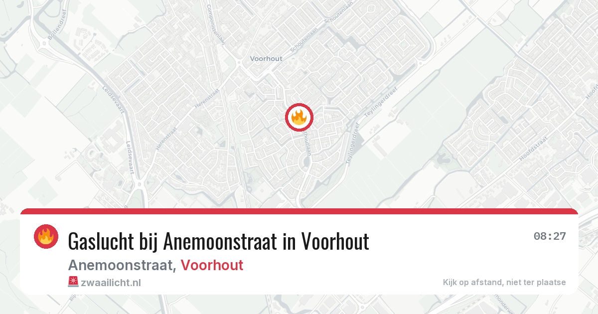 Gaslucht bij Anemoonstraat in Voorhout — 20 mei 2026