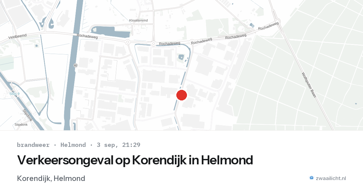 Verkeersongeval op Korendijk in Helmond — 3 sep 2026