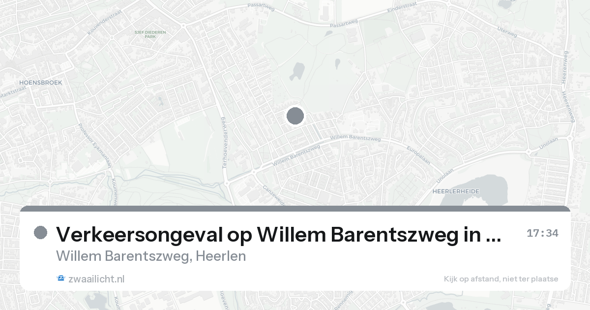 Verkeersongeval op Willem Barentszweg in Heerlen — 15 aug 2026