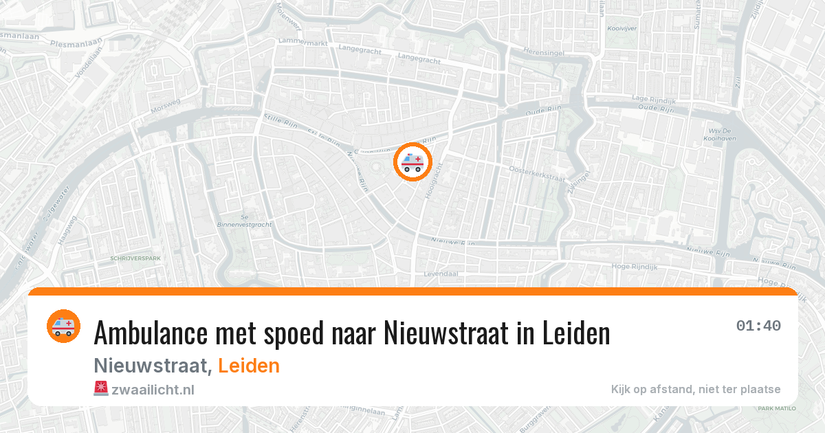 Ambulance met spoed naar Nieuwstraat in Leiden — 7 aug 2026