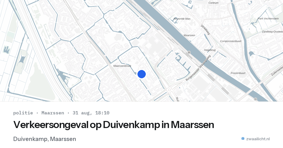 Verkeersongeval op Duivenkamp in Maarssen — 31 aug 2026