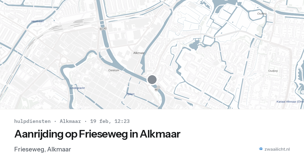 Aanrijding op Frieseweg in Alkmaar — 19 feb 2026