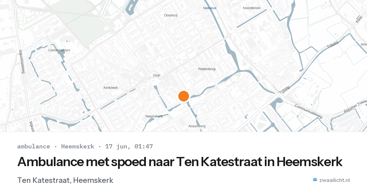Ambulance met spoed naar Ten Katestraat in Heemskerk — 16 jun 2026