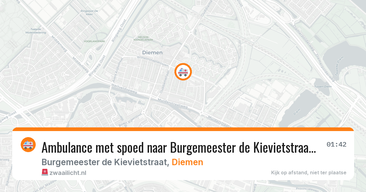 Ambulance met spoed naar Burgemeester de Kievietstraat in Diemen — 13 aug 2026