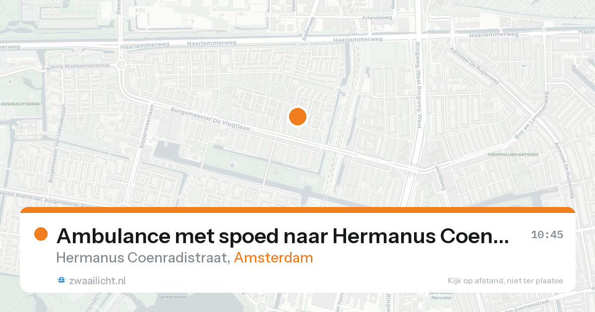 Ambulance met spoed naar Hermanus Coenradistraat in Amsterdam — 24 aug 2026