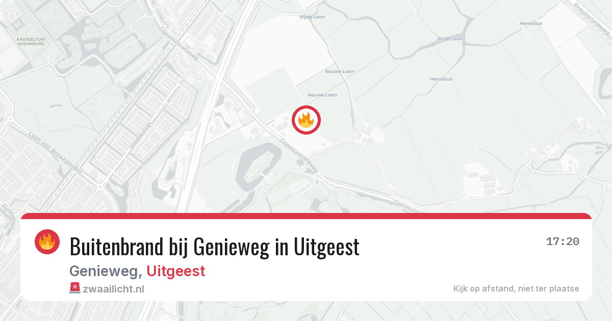 Buitenbrand bij Genieweg in Uitgeest — 5 aug 2026