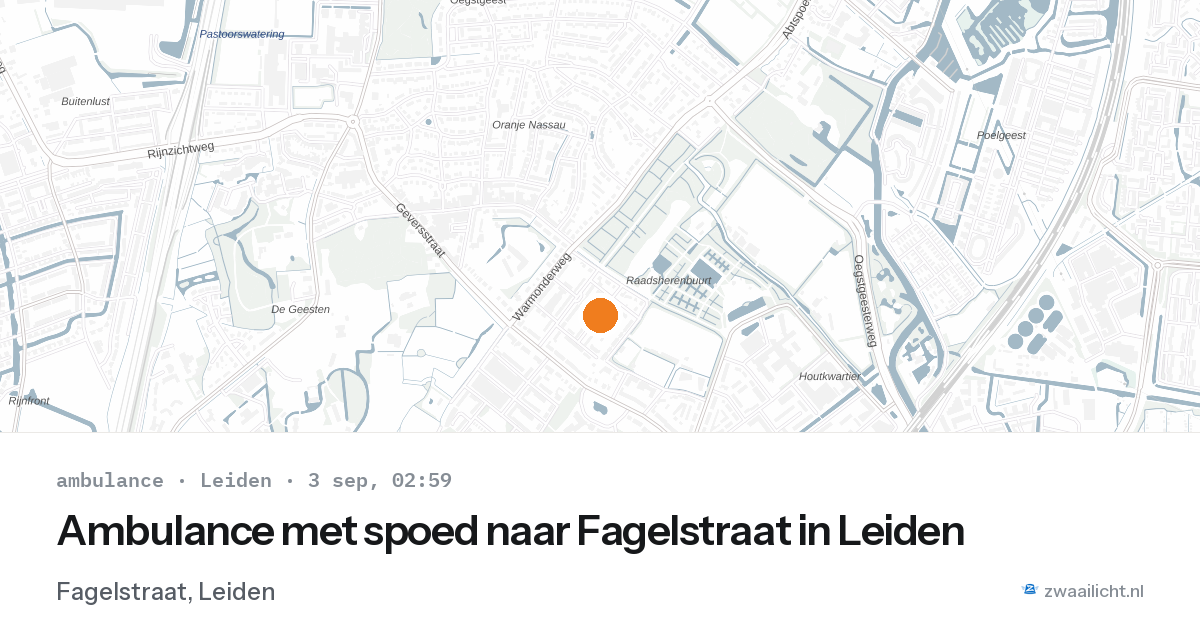 Ambulance met spoed naar Fagelstraat in Leiden — 3 sep 2026