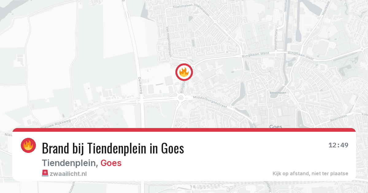 Brand bij Tiendenplein in Goes — 14 jul 2026