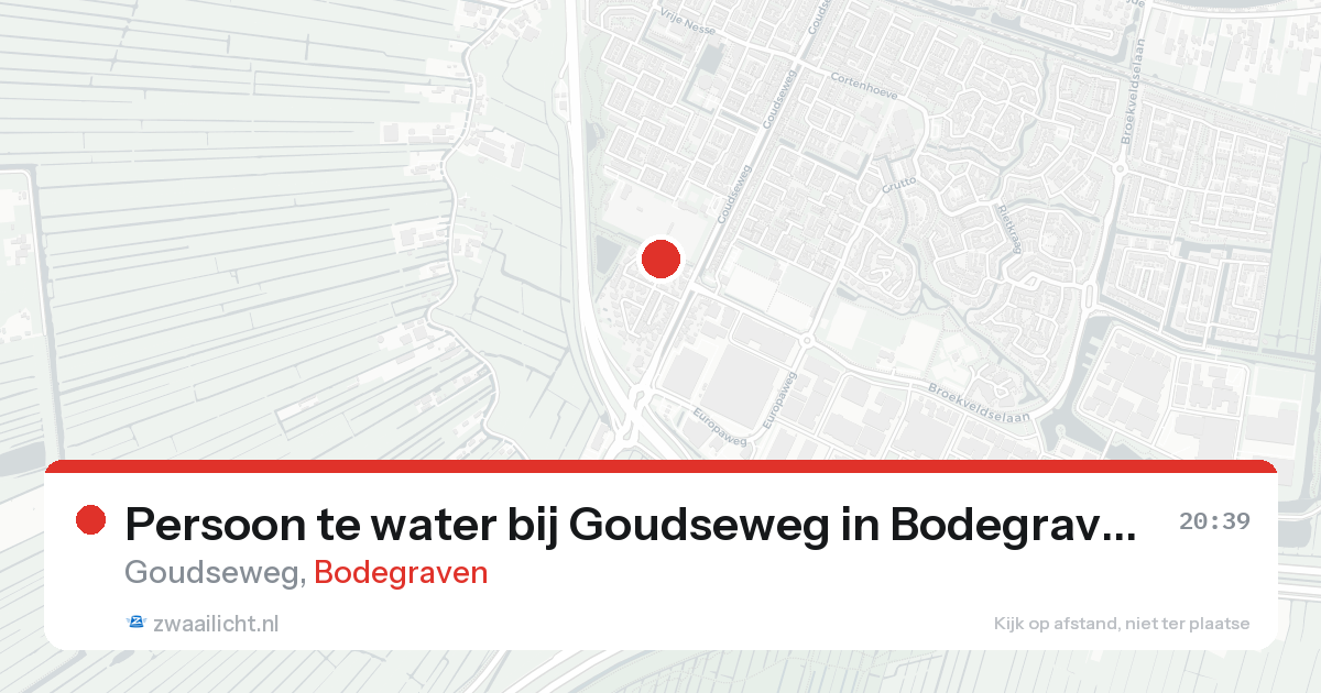 Persoon te water bij Goudseweg in Bodegraven — 22 aug 2026