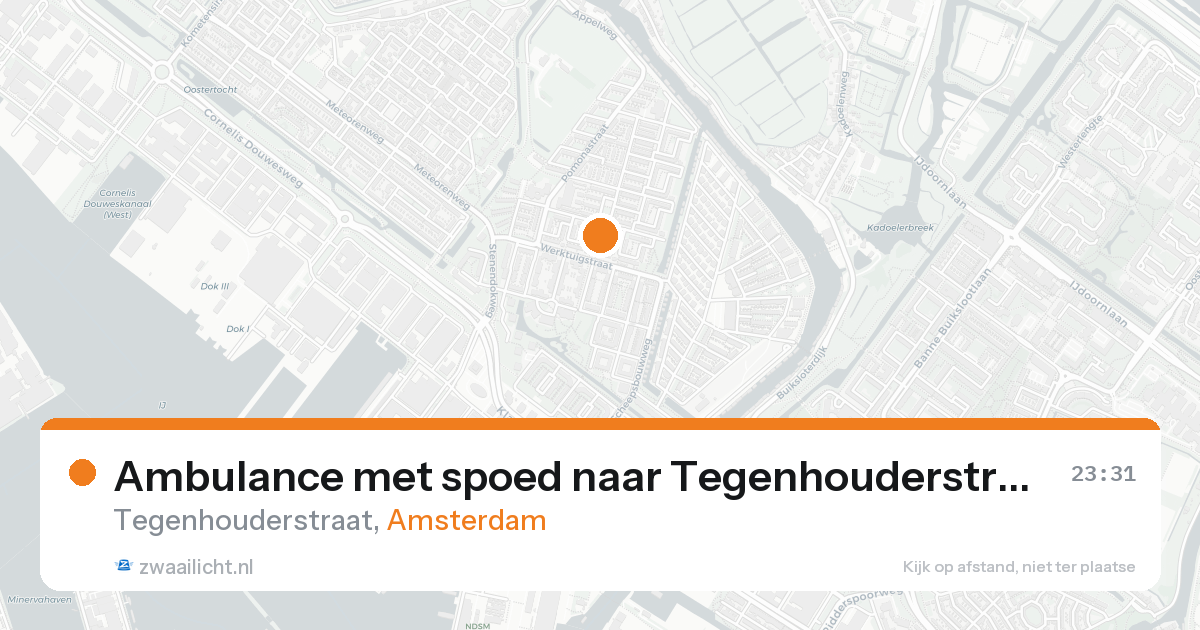 Ambulance met spoed naar Tegenhouderstraat in Amsterdam — 25 aug 2026