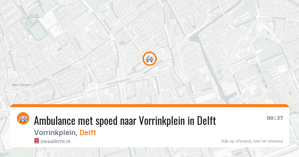 Ambulance met spoed naar Vorrinkplein in Delft — 27 apr 2026