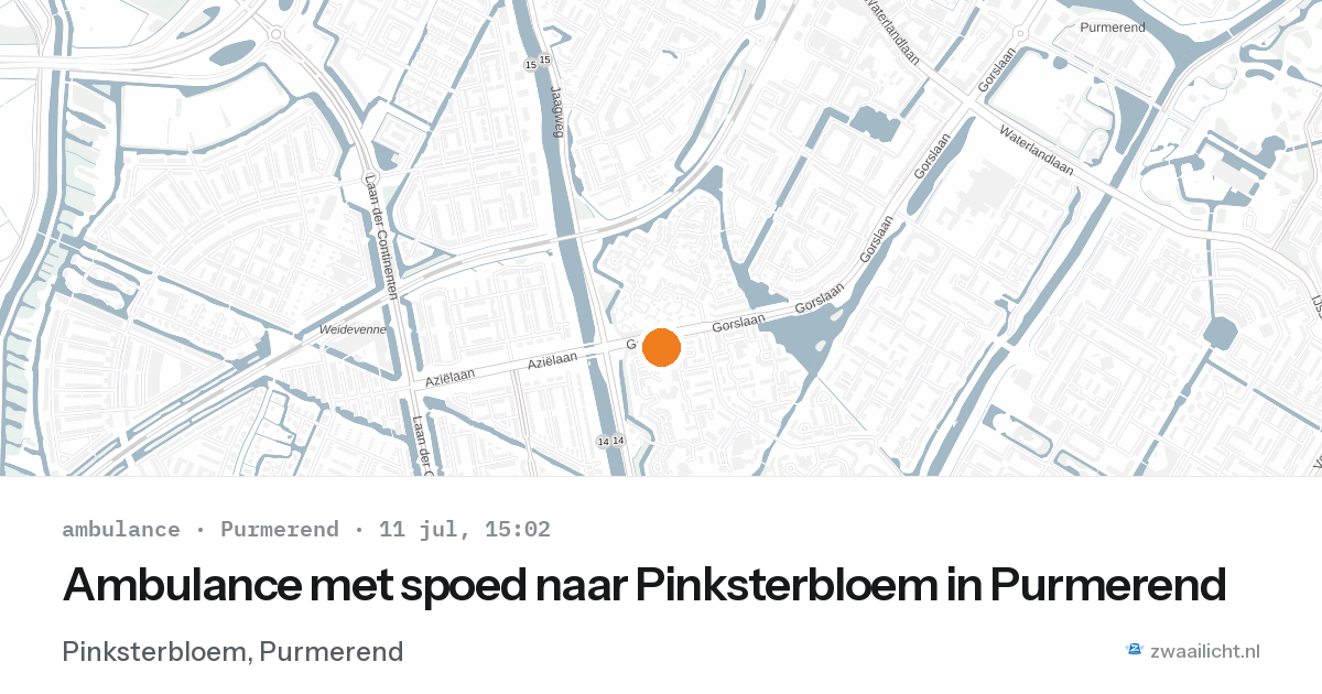Ambulance met spoed naar Pinksterbloem in Purmerend — 11 jul 2026