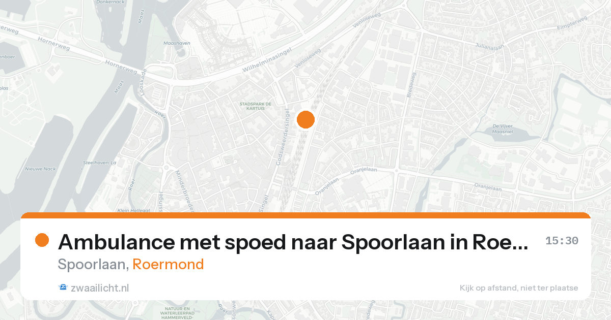 Ambulance met spoed naar Spoorlaan in Roermond — 14 aug 2026