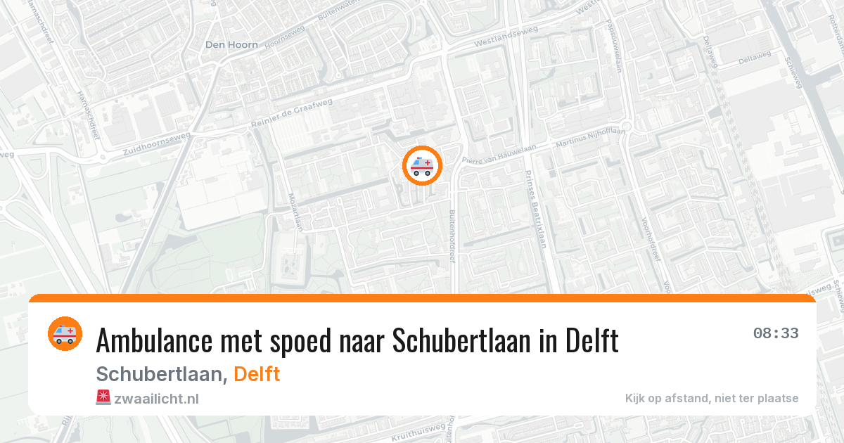 Ambulance met spoed naar Schubertlaan in Delft — 16 mei 2026