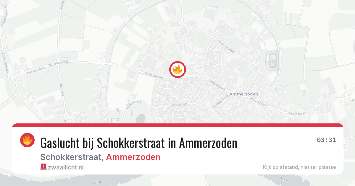 Gaslucht bij Schokkerstraat in Ammerzoden — 3 aug 2026