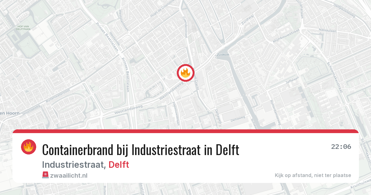 Containerbrand bij Industriestraat in Delft — 14 jun 2026