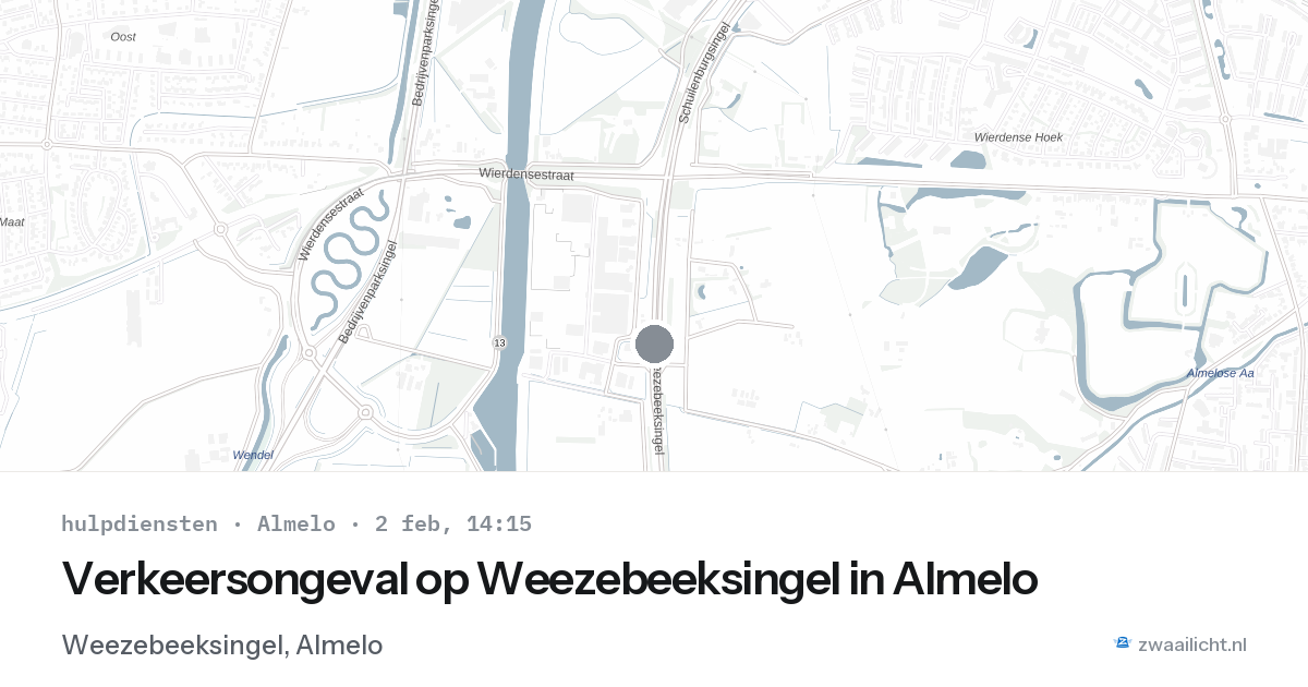 Verkeersongeval op Weezebeeksingel in Almelo — 2 feb 2026