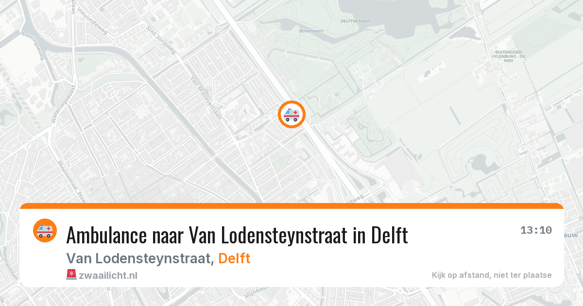 Ambulance naar Van Lodensteynstraat in Delft — 14 aug 2026
