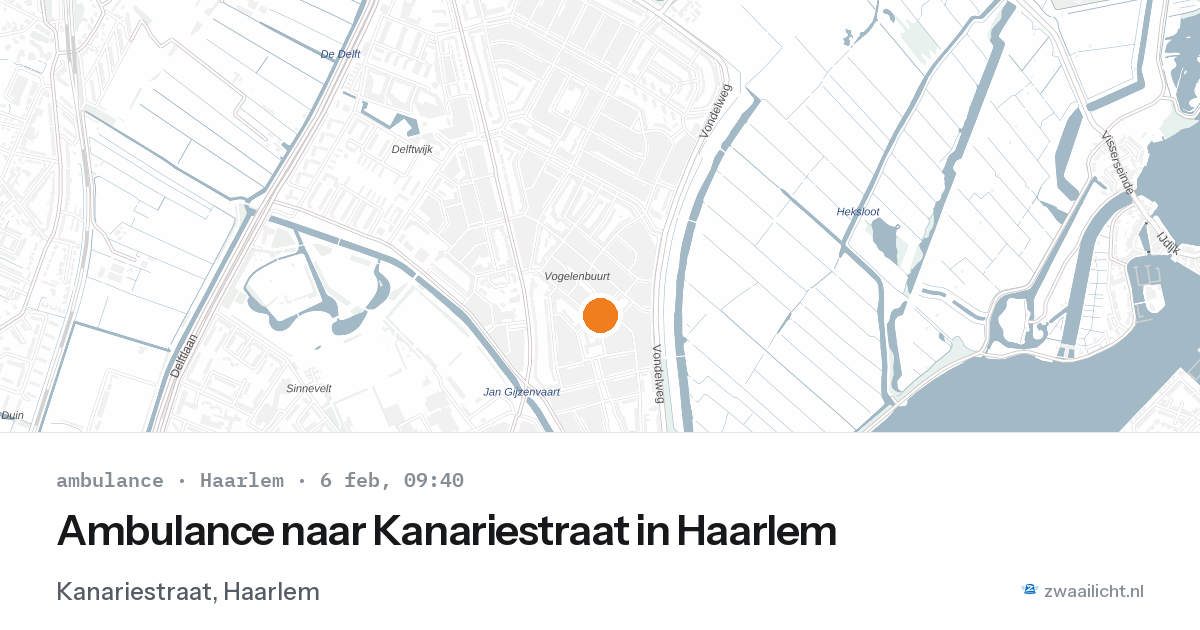 Ambulance naar Kanariestraat in Haarlem — 6 feb 2026