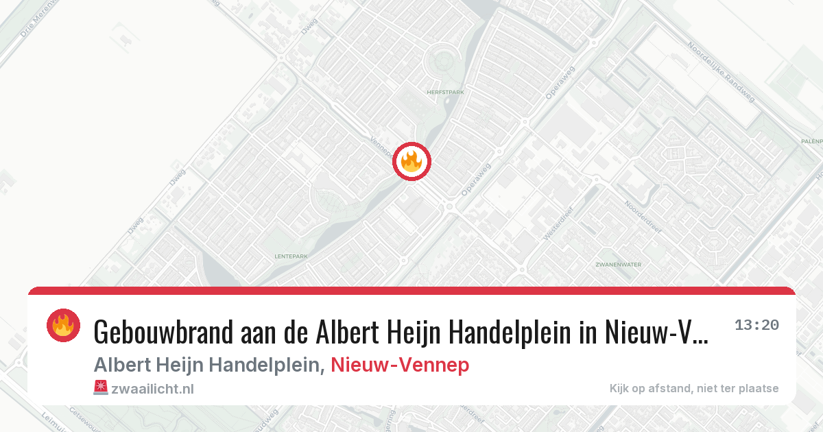 Gebouwbrand aan de Albert Heijn Handelplein in Nieuw-Vennep — 13 feb 2026