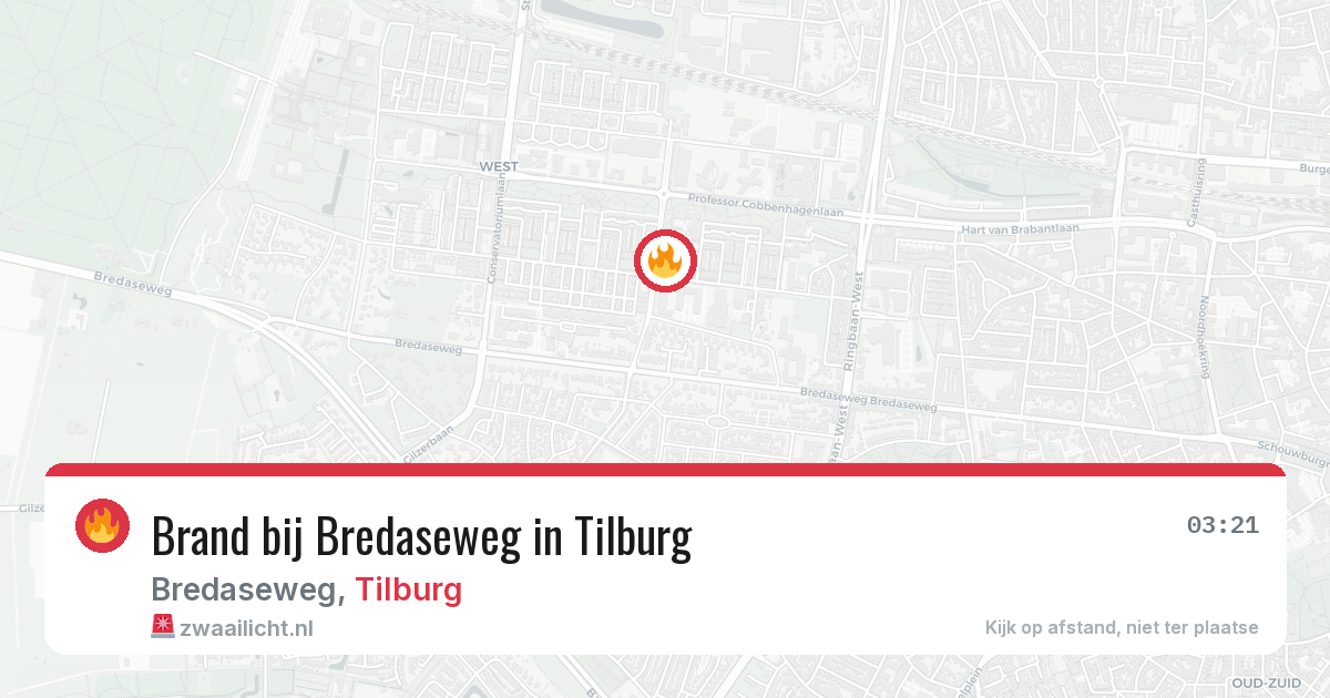 Brand bij Bredaseweg in Tilburg — 2 mrt 2026