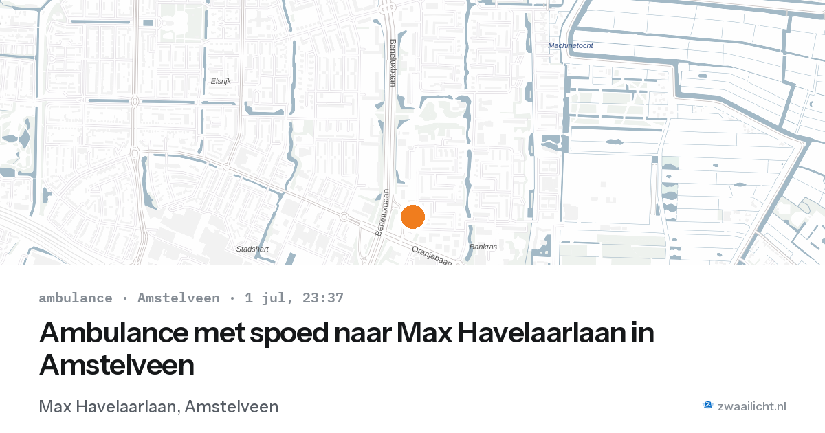 Ambulance met spoed naar Max Havelaarlaan in Amstelveen — 1 jul 2026