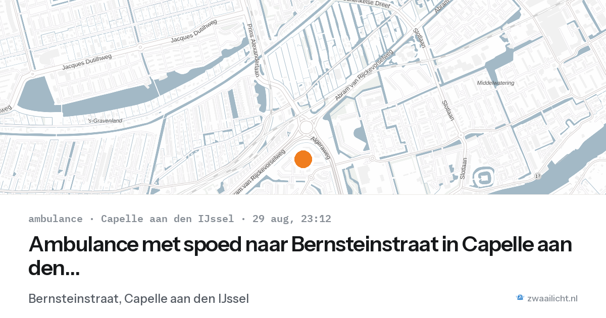 Ambulance met spoed naar Bernsteinstraat in Capelle aan den IJssel — 29 aug 2026