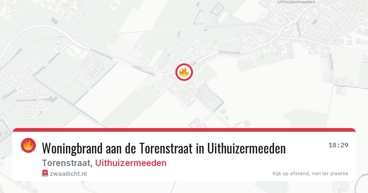 Woningbrand aan de Torenstraat in Uithuizermeeden — 14 jun 2026