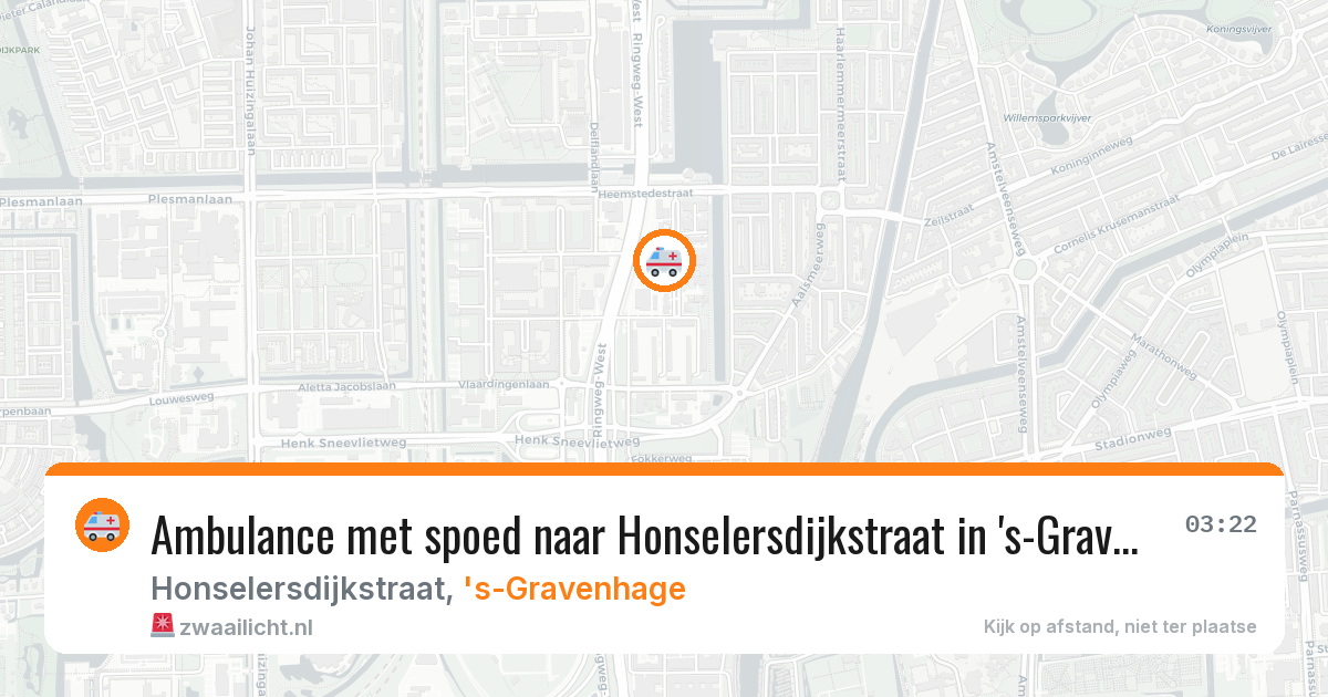 Ambulance met spoed naar Honselersdijkstraat in 's-Gravenhage — 3 apr 2026