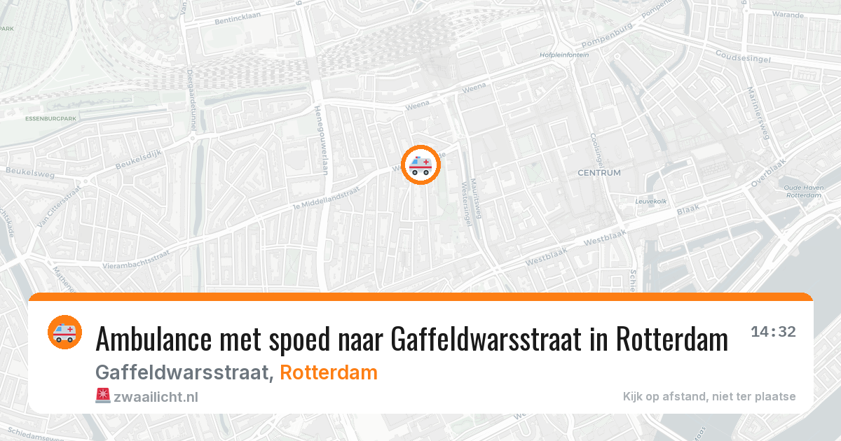 Ambulance met spoed naar Gaffeldwarsstraat in Rotterdam — 16 jun 2026