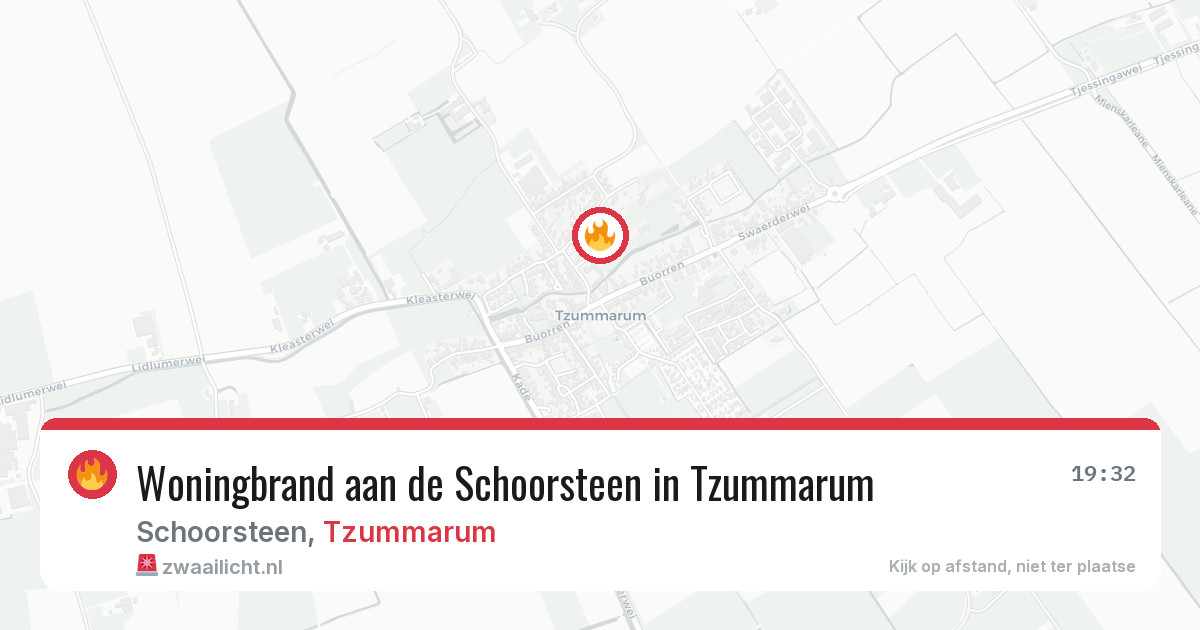 Woningbrand aan de Schoorsteen in Tzummarum — 15 feb 2026