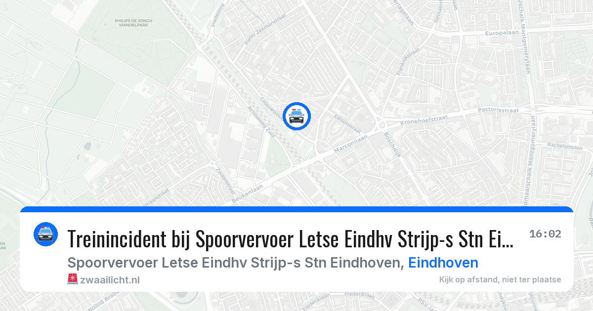 Treinincident bij Spoorvervoer Letse Eindhv Strijp-s Stn Eindhoven in Eindhoven — 14 jul 2026