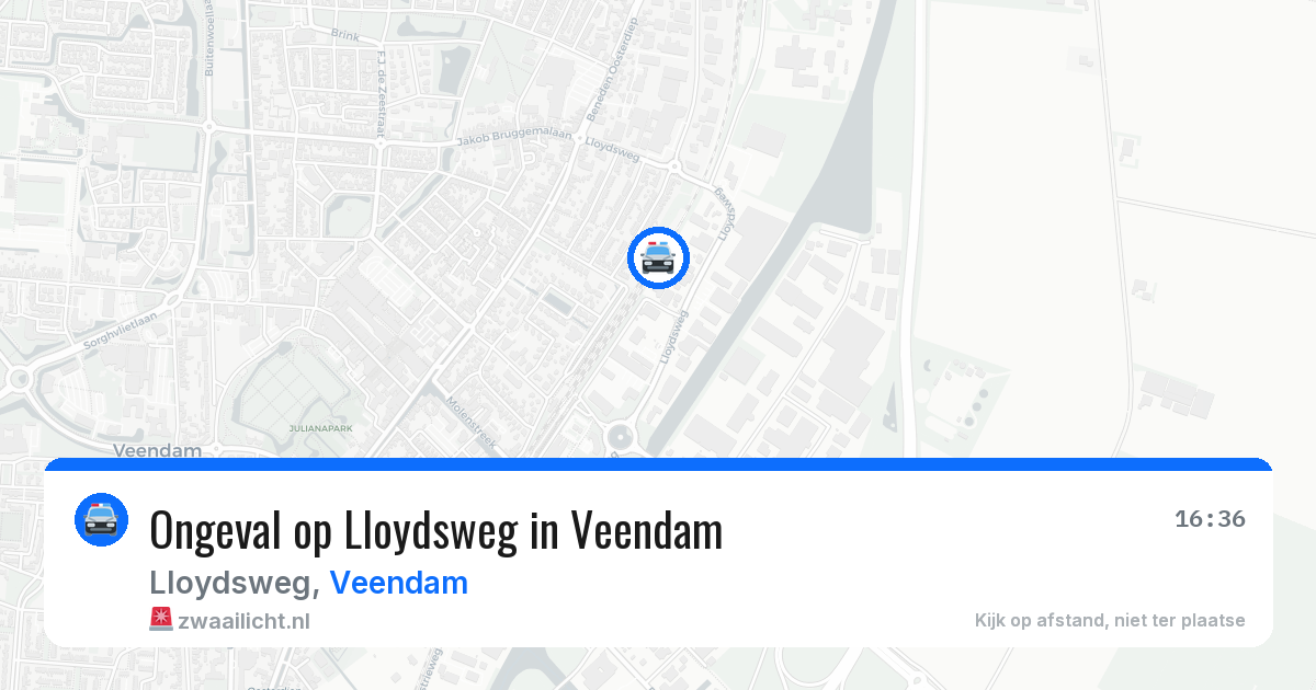 Ongeval op Lloydsweg in Veendam — 16 jul 2026