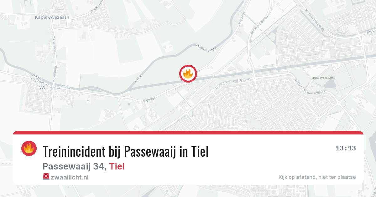 Treinincident bij Passewaaij in Tiel — 25 mrt 2026