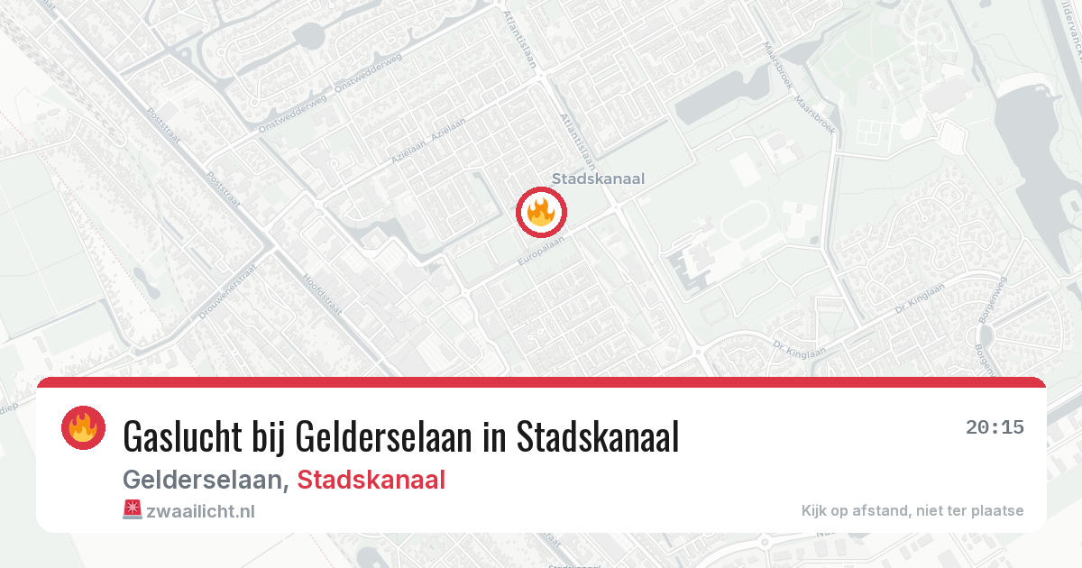 Gaslucht bij Gelderselaan in Stadskanaal — 17 mrt 2026