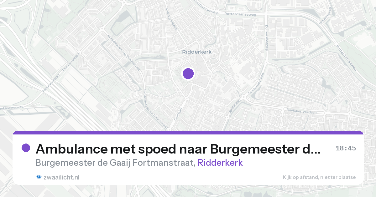Ambulance met spoed naar Burgemeester de Gaaij Fortmanstraat in Ridderkerk — 23 aug 2026