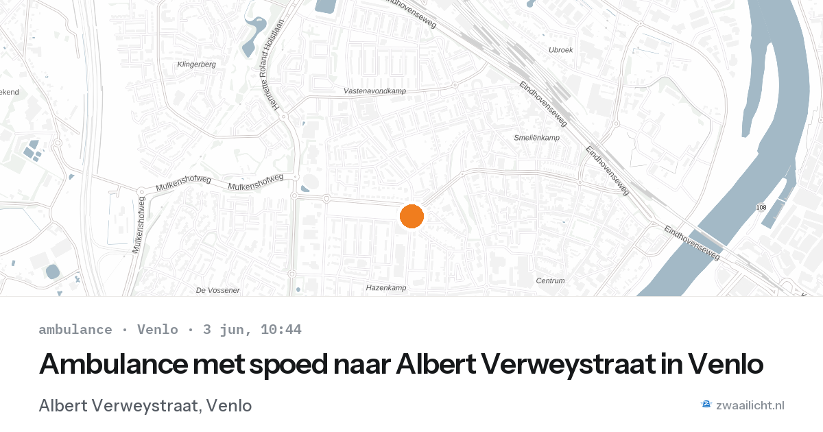 Ambulance met spoed naar Albert Verweystraat in Venlo — 3 jun 2026