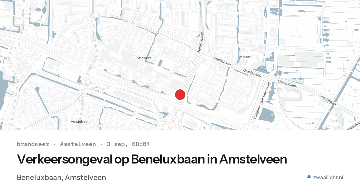 Verkeersongeval op Beneluxbaan in Amstelveen — 3 sep 2026