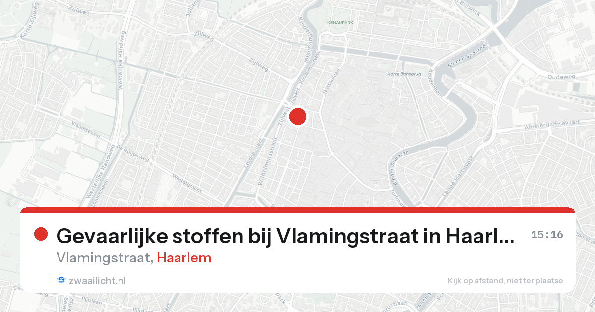Gevaarlijke stoffen bij Vlamingstraat in Haarlem — 16 aug 2026
