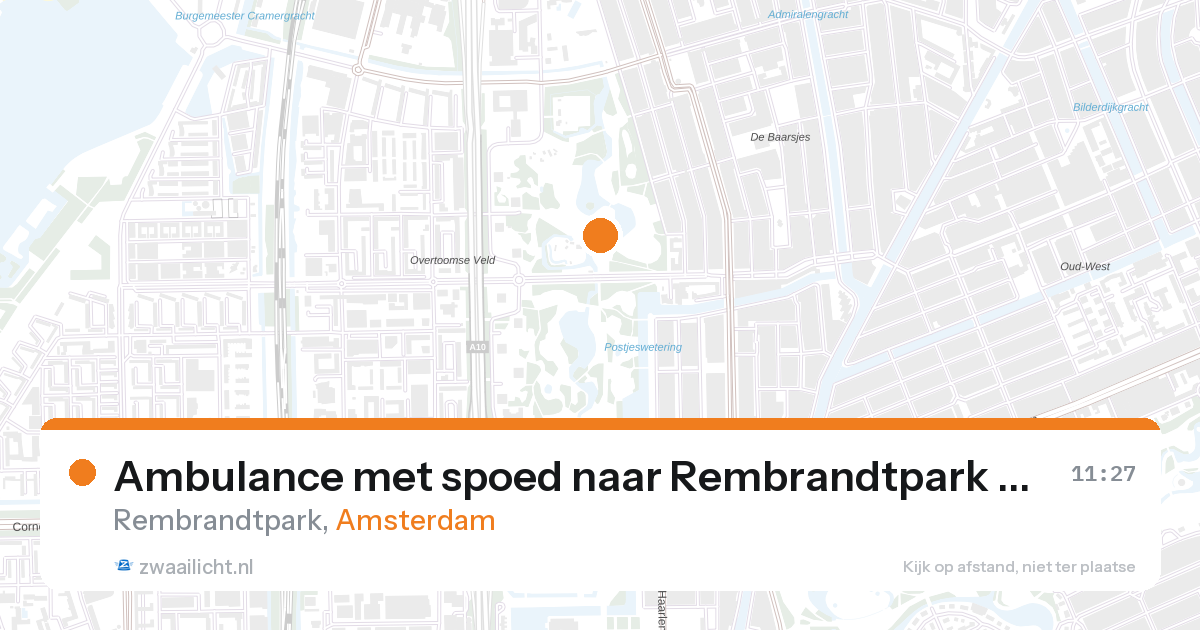 Ambulance met spoed naar Rembrandtpark in Amsterdam — 27 aug 2026