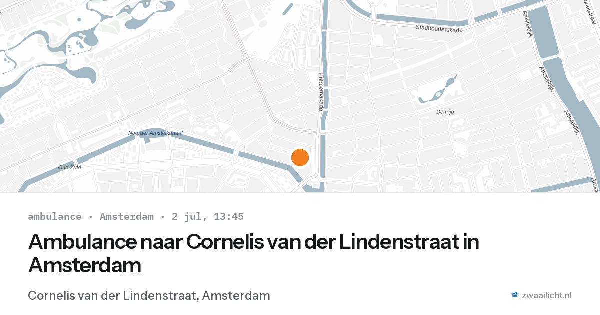 Ambulance naar Cornelis van der Lindenstraat in Amsterdam — 2 jul 2026